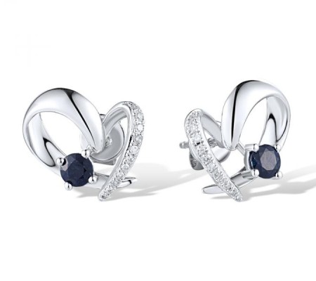 14KW Earrings Blue Sapphire,Diamond (E318971SAP14KW)
