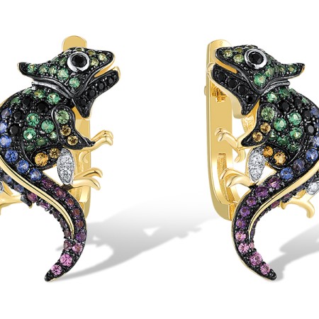 Sterling Silver w/ Yellow Black White Plating Earrings White Cubic Zirconia,Created Pink Sapphire,Yellow Nano Crystal,Created Purple Nano Spinel,Black spinel,Green Spinel,Blue Nano Cubic Zirconia (E318984MULSZ925)