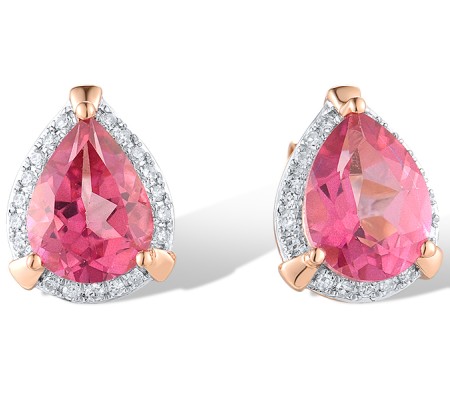 14KRW Earrings Pink Topaz,Diamond (E318992PNT14KRW)