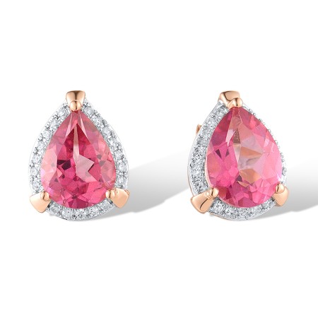14KRW Earrings Pink Topaz,Diamond (E318992PNT14KRW)