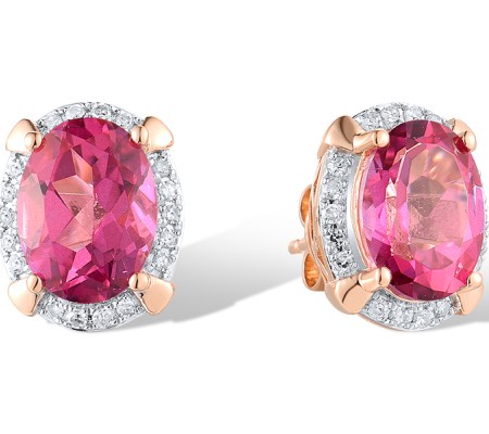 14KRW Earrings Pink Topaz,Diamond (E318993PNT14KRW)
