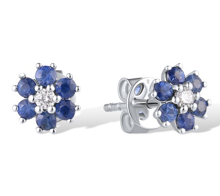 14KW Earrings Blue Sapphire,Diamond (E318994SAP14KW)