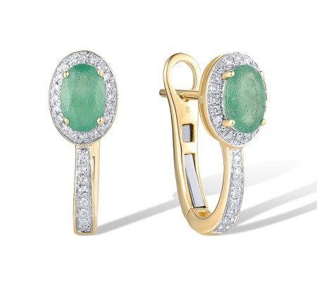 14KYW Earrings Diamond,Emerald (E318996EMR14KYW)