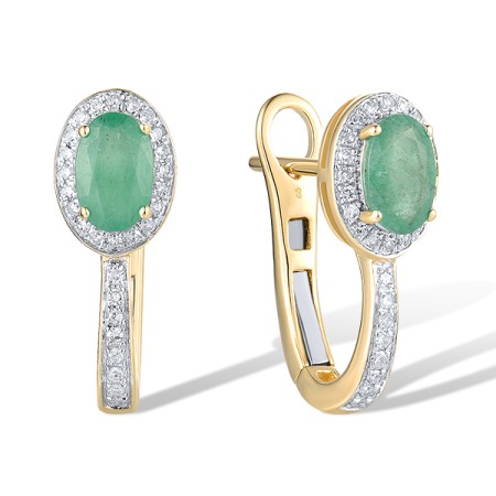 14KYW Earrings Diamond,Emerald (E318996EMR14KYW)