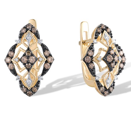 14KYWB Earrings Brown Diamond,Diamond (E319001BRW14KYWB)