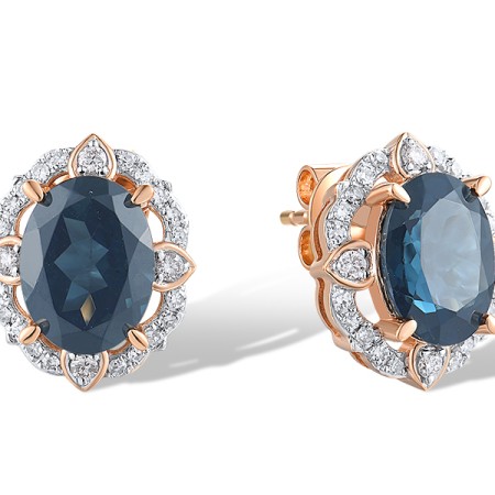 14KRW Earrings Diamond,London Blue Topaz (E319045LDB14KRW)