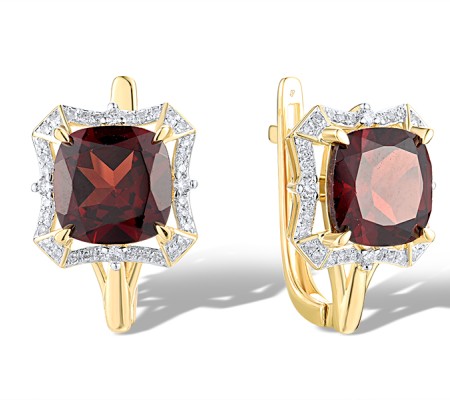 14KYW Earrings Diamond,Garnet (E319046GAN14KYW)