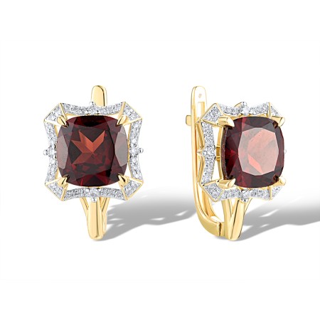 14KYW Earrings Diamond,Garnet (E319046GAN14KYW)