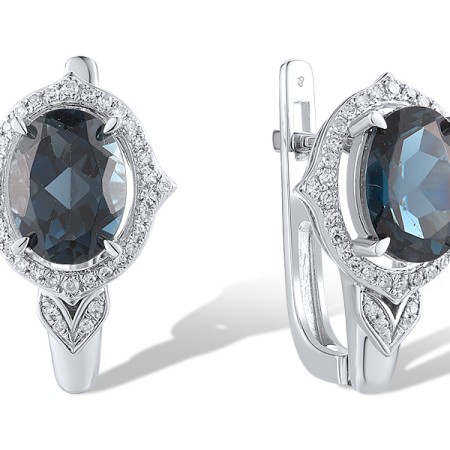 14KW Earrings Diamond,London Blue Topaz (E319047LDB14KW)
