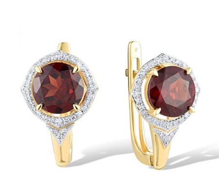 14KYW Earrings Diamond,Garnet (E319048GAN14KYW)