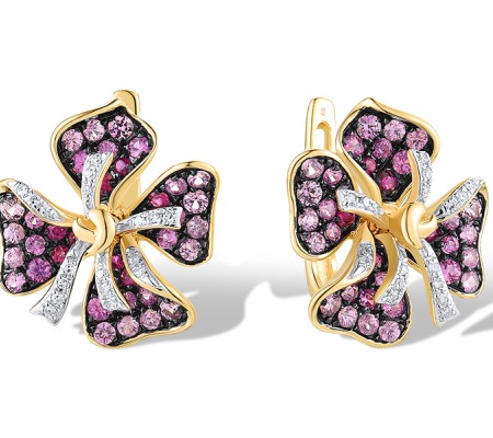 14KYWB Earrings Ruby,Diamond,Pink Sapphire (E319071PRU14KYWB)