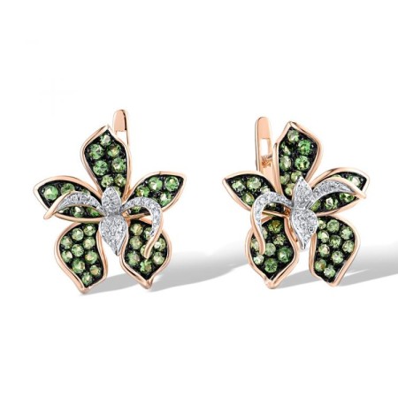 14KRWB Earrings Diamond,Green Garnet (E319072GNG14KRWB)