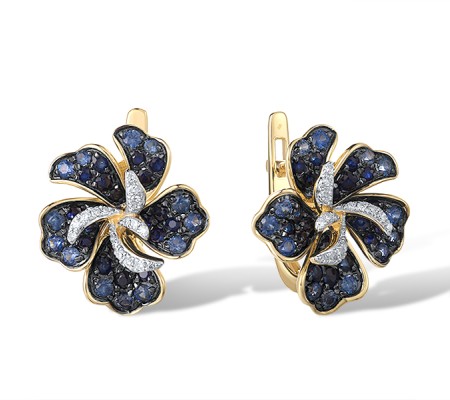 18KYWB Earrings Blue Sapphire,Diamond (E319073SAP18KYWB)