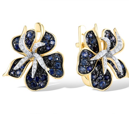 14KYWB Earrings Blue Sapphire,Diamond (E319074SAP14KYWB)