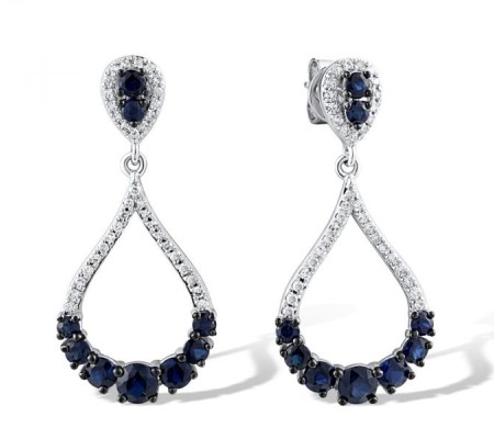 14KWB Earrings Blue Sapphire,Diamond (E319078SAP14KWB)