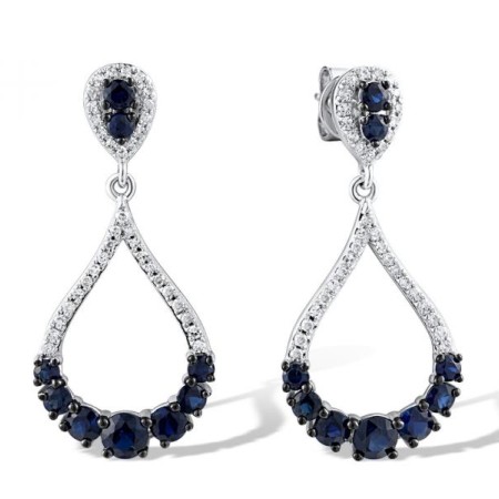 14KWB Earrings Blue Sapphire,Diamond (E319078SAP14KWB)