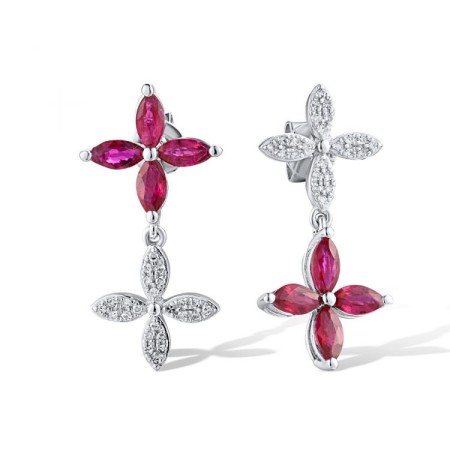 14KW Earrings Diamond,Ruby (E319080RUY14KW)