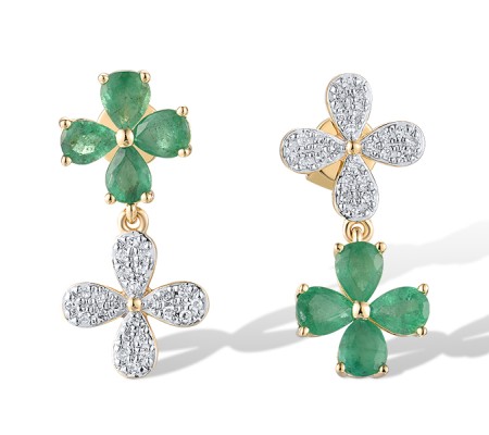 14KYW Earrings Diamond,Emerald (E319081EMR14KYW)