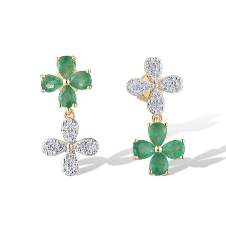 14KYW Earrings Diamond,Emerald (E319081EMR14KYW)