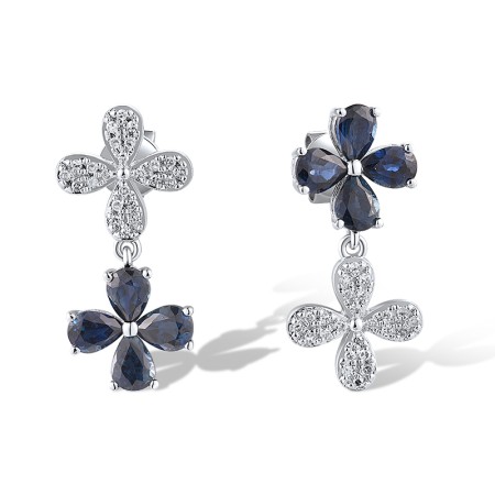14KW Earrings Diamond,Blue Sapphire (E319081SAP14KW)