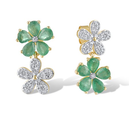 14KYW Earrings Diamond,Emerald (E319082EMR14KYW)