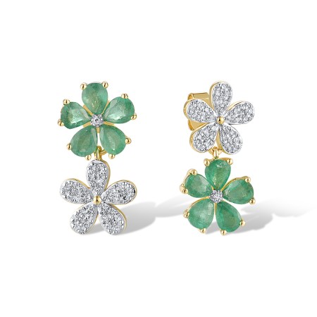 14KYW Earrings Diamond,Emerald (E319082EMR14KYW)