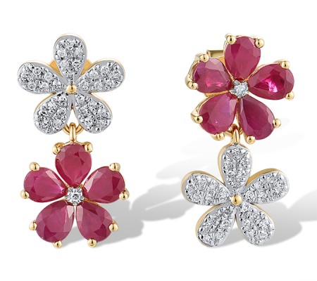14KYW Earrings Diamond,Ruby (E319082RUY14KYW)