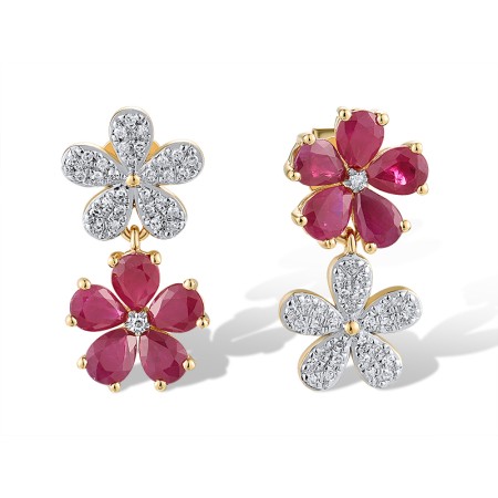 14KYW Earrings Diamond,Ruby (E319082RUY14KYW)