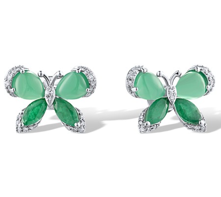 14KW Earrings Diamond,Emerald (E319112EMR14KW)
