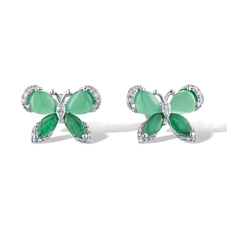 14KW Earrings Diamond,Emerald (E319112EMR14KW)