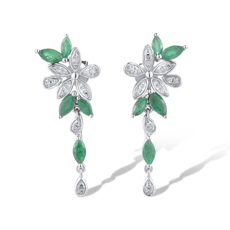 14KW Earrings Emerald,Diamond (E319136EMR14KW)