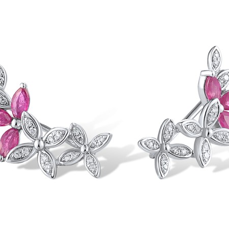 14KW Earrings Diamond,Ruby (E319137RUY14KW)