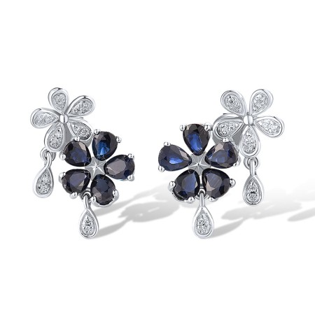 14KW Earrings Blue Sapphire,Diamond (E319139SAP14KW)