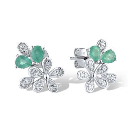 14KW Earrings Diamond,Emerald (E319140EMR14KW)