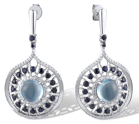 14KW Earrings Blue Sapphire,Diamond,London Blue Topaz (E319141LBS14KW)