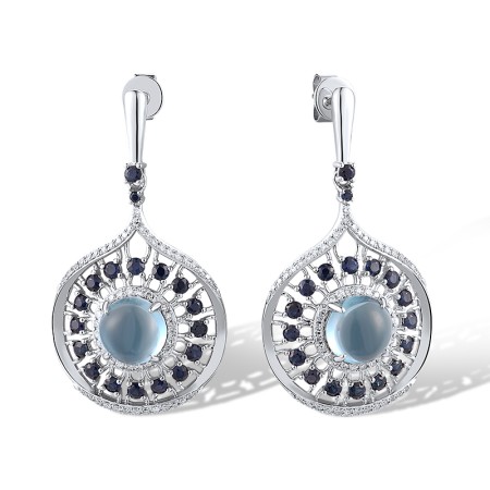 14KW Earrings Blue Sapphire,Diamond,London Blue Topaz (E319141LBS14KW)
