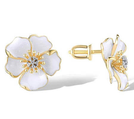 14KYW Earrings Diamond,Enamel (E319147ENA14KYW-SR)