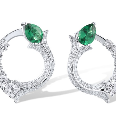 Sterling Silver Earrings White Cubic Zirconia,Green Spinel (E319160GSZSL925)