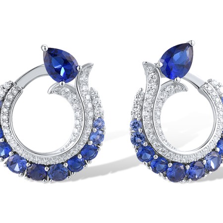 Sterling Silver Earrings Blue Nano Cubic Zirconia,Blue Spinel,White Cubic Zirconia (E319161MULSL925)