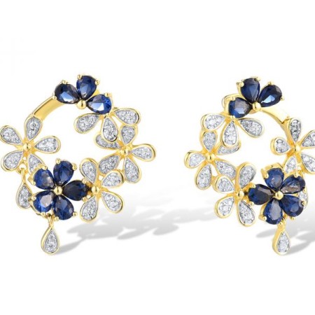 Sterling Silver w/ Ionic Yellow Plating Earrings Blue Nano Cubic Zirconia,White Cubic Zirconia (E319170BZZSP925)