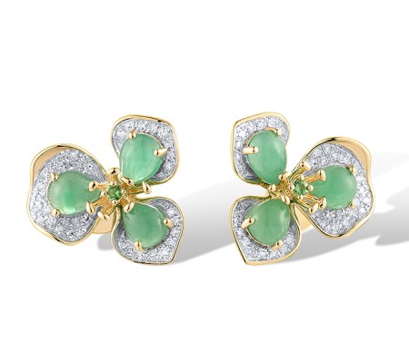 14KYW Earrings Diamond,Emerald,Green Garnet (E319182EMG14KYW)