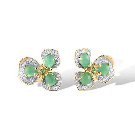 14KYW Earrings Diamond,Emerald,Green Garnet (E319182EMG14KYW)