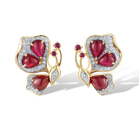 14KYW Earrings Diamond,Ruby (E319183RUY14KYW)
