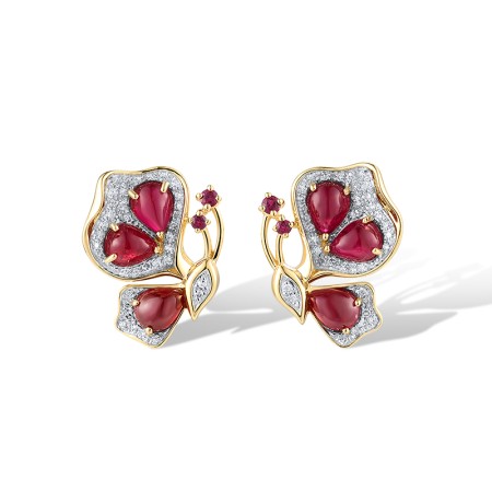 14KYW Earrings Diamond,Ruby (E319183RUY14KYW)