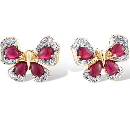14KYW Earrings Diamond,Ruby (E319184RUY14KYW)