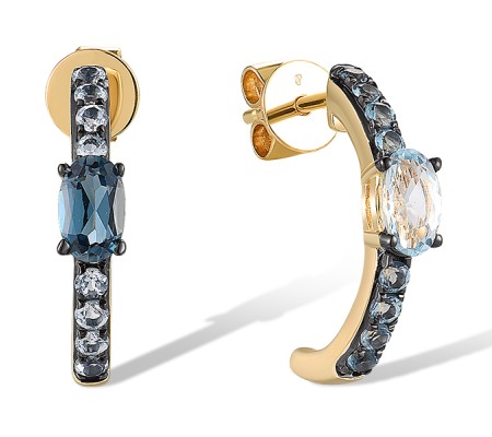 14KYB Earrings Blue Topaz (Sky Blue),London Blue Topaz (E319206BLK14KYB)