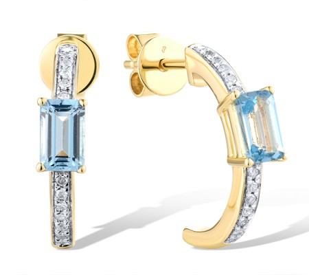 14KYW Earrings Blue Topaz (Swiss Blue),Diamond (E319208BLT14KYW)