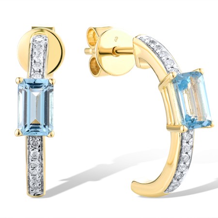 14KYW Earrings Blue Topaz (Swiss Blue),Diamond (E319208BLT14KYW)