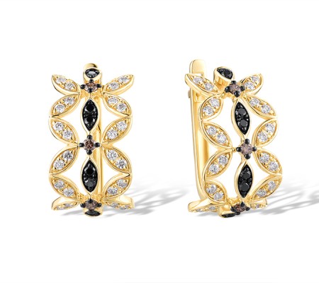 14KYB Earrings Black Diamond,Brown Diamond,Diamond (E319297BBWD14KYB)
