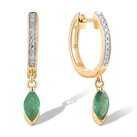14KYW Earrings Emerald,Diamond (E319332EMR14KYW)